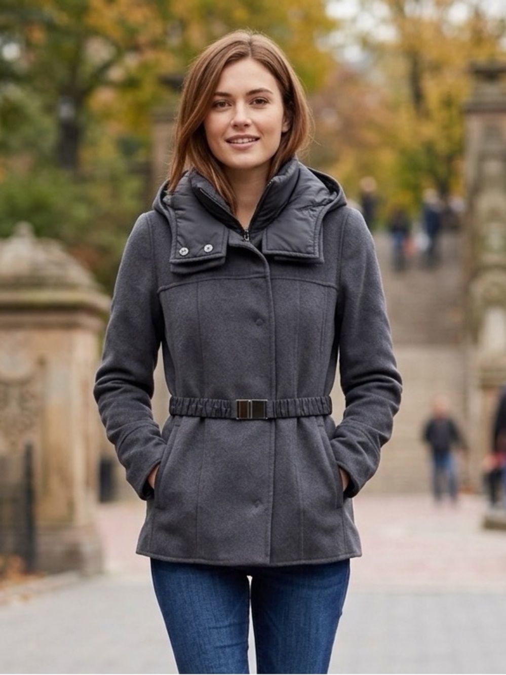 S Max Mara Gray Angora &‎ Virgin Wool Hooded Coat - Hand Sewn - Size US 2